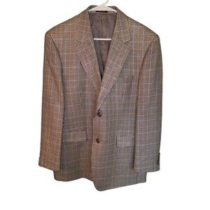 Ralph Lauren Houndstooth Blazer 40R 100% Silk 2-Button Jacket Money Business